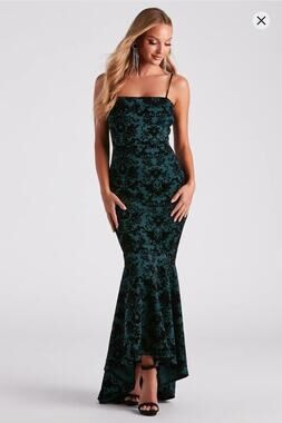 Windsor Liyah Velvet Mermaid Teal Bodycon Dress Hoco Formal Wedding Glam Size XS